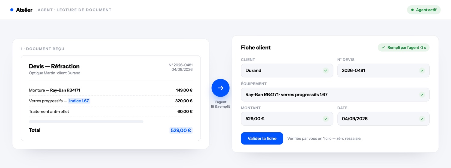 Agent IA qui lit un devis et remplit la fiche client automatiquement
